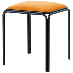 3660141959130 - Meet by Paperflow Hocker Bistro Stahl mit Samtbezug Sitzhöhe 495 mm B 420 x T 420 x H 495 mm 4 Stück schwarz safran 3660141959130 - Meet by Paperflow Hocker Bistro Stahl mit Samtbezug Sitzhöhe 495 mm B 420 x T 420 x H 495 mm 4 Stück schwarz safran