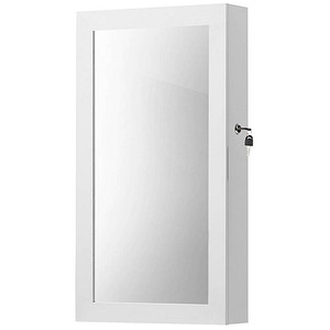 6955880318292 - Songmics - Schmuckschrank Spiegelschrank Hängeschrank abschließbarer Wandschrank platzsparender Schmuckorganizer weiß JBC51W - Weiß