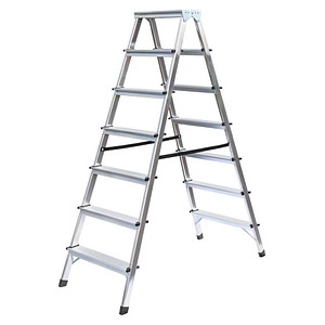 MUNK Stehleiter 11167, 2x 7 Stufen, silber, Aluminium 4031405111677 MUNK