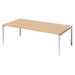 BISLEY Konferenztisch Cito ahorn, verkehrsweiß rechteckig, 4-Fuß-Gestell weiß, 240,0 x 120,0 x 65,0 – 85,0 cm