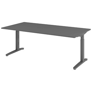 HAMMERBACHER VXB2E höhenverstellbarer Schreibtisch grafit rechteckig, C-Fuß-Gestell grau 200,0 x 100,0 cm