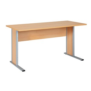 4260637312730 - Schreibtisch 701418 65-130cm (H) 140x65cm (BxT) rechteckig buche   silber 4260637312730 MÖBELPARTNER