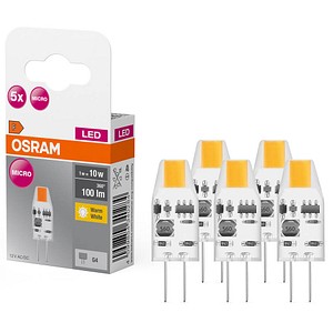OSRAM LED-Lampe Base PIN MICRO GU4 1 W klar, 5 St.
