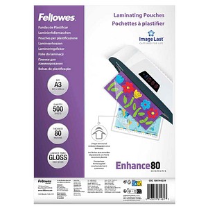 Fellowes Enhance80 ImageLast  Laminierfolien glänzend für A3 80 micron, 500 St.