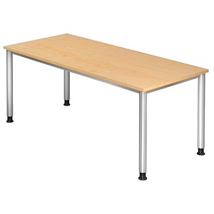 HAMMERBACHER Orbis höhenverstellbarer Schreibtisch ahorn rechteckig, 4-Fuß-Gestell silber 180,0 x 80,0 cm