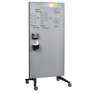 mobile Glas-Magnettafel 90,0 x 175,0 cm grau