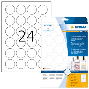 600 HERMA Folienetiketten 8023 transparent 40,0 x 40,0 mm