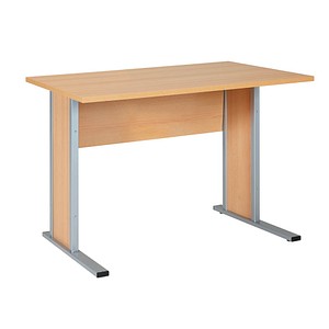 4260637312754 - Schreibtisch 701420 65-130cm (H) 90x65cm (BxT) rechteckig buche   silber 4260637312754 MÖBELPARTNER