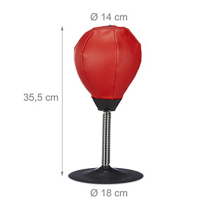 4052025223281 - Relaxdays - Punchingball Tisch Boxbirne Schreibtisch Büro Punching Ball Anti Frust HxBxT 35 x 18 x 18 cm rot-schwarz