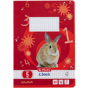 4008113320509 - Schulheft 3320504 xbook Lineatur 5   kariert A5  80g rot 16 Blatt   32 Seiten 4008113320509 Herlitz