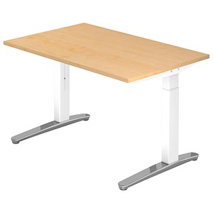 HAMMERBACHER VXB012 höhenverstellbarer Schreibtisch ahorn rechteckig, C-Fuß-Gestell weiß 120,0 x 80,0 cm