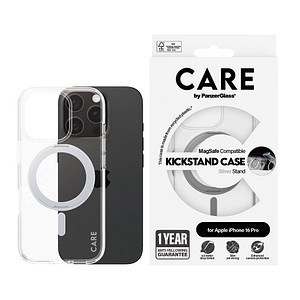 CARE by PanzerGlass® KICKSTAND Handy-Cover für Apple iPhone 16 Pro silber