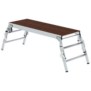 MUNK Arbeitsplattform 30414, 2x 2 Stufen, silber/braun, Aluminium/Holz 4031405304147 MUNK