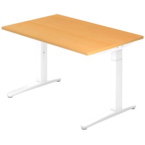 HAMMERBACHER VXB12 höhenverstellbarer Schreibtisch buche rechteckig, C-Fuß-Gestell weiß 120,0 x 80,0 cm