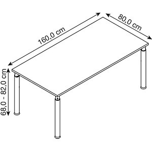 4032062183847 - VERA-ZWO - Schreibtisch mit 4-Fuß-Gestell höhenverstellbar Tiefe 800 mm Breite 1600 mm lichtgrau   alusilber kaiserkraft