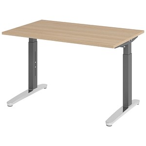 HAMMERBACHER VXB012 höhenverstellbarer Schreibtisch eiche rechteckig, C-Fuß-Gestell grau 120,0 x 80,0 cm
