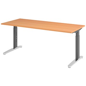 HAMMERBACHER VXB019 höhenverstellbarer Schreibtisch buche rechteckig, C-Fuß-Gestell grau 180,0 x 80,0 cm