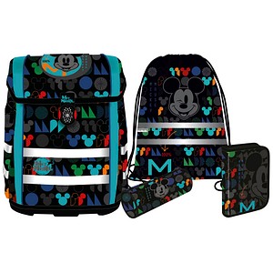 4017245965861 - Schulranzen-Set PERFECTO MICKEY MOUSE Kunstfaser schwarz bunt bedruckt
