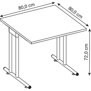 4032062163887 - HAMMERBACHER Prokura Schreibtisch eiche quadratisch C-Fuß-Gestell silber 800 x 800 cm