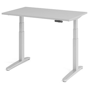 HAMMERBACHER XBHM12 elektrisch höhenverstellbarer Schreibtisch lichtgrau rechteckig, C-Fuß-Gestell silber 120,0 x 80,0 cm