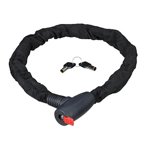 4052025241292 - Kettenschloss Secure Fahrradschloss Motorrad 2 Schlüssel sicher Outdoor Radschloss 100 cm lang schwarz - Relaxdays