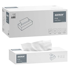 KATRIN Kosmetiktücherbox PLUS FACIAL 2-lagig weiß, 40 Kartons à 100 Blatt