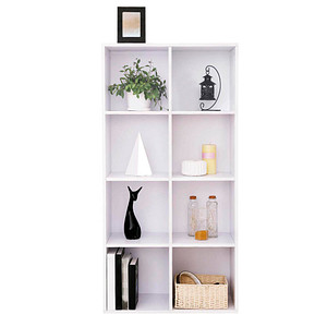 6955880333516 - Songmics - Regal mit 8 Fächern Bücherregal aus Holz als Dekoregal freistehende Schrank für Büro Zuhause Weiß LBC24WT - Weiß