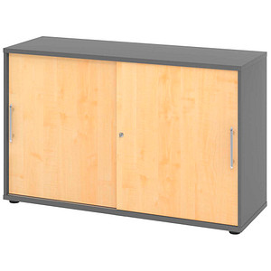 HAMMERBACHER Schiebetürenschrank, V1752S/G/3/RE ahorn, grafit 1 Fachboden 120,0 x 40,0 x 74,8 cm