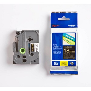 Beschriftungsband TZe-344 TZE344, 18 mm gold auf schwarz