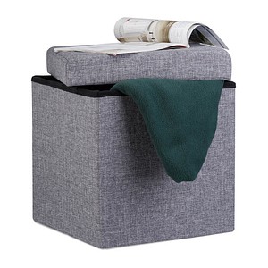 4052025963866 - Faltbarer Sitzhocker Sitzcube als Fußablage Sitzwürfel aus Leinen mit Deckel hbt 38x38x38 cm dunkelgrau - Relaxdays 4052025963866 - Faltbarer Sitzhocker Sitzcube als Fußablage Sitzwürfel aus Leinen mit Deckel hbt 38x38x38 cm dunkelgrau - Relaxdays