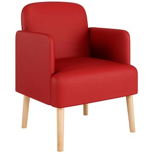 3660141967302 - meet by Paperflow Sessel BROOKS 4-Fußgestell Sitz- und Rückenpolsterung B 620 x T 520 x H 440 mm rot buche 3660141967302 - meet by Paperflow Sessel BROOKS 4-Fußgestell Sitz- und Rückenpolsterung B 620 x T 520 x H 440 mm rot buche