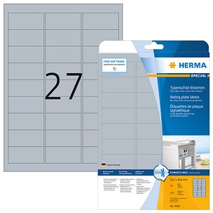 270 HERMA Typenschild-Etiketten 4592 silber 63,5 x 29,6 mm