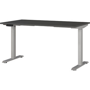4005949791282 - Sitz-Steh-Schreibtisch JET 7905-640 elektrisch höhenverstellbar 72-120cm (H) 140x80cm (BxT) rechteckig graphit   Silber 400