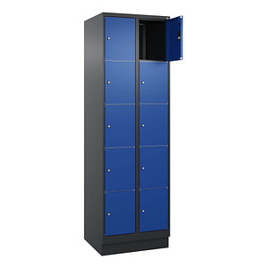 CP Schließfachschrank Classic PLUS enzianblau, schwarzgrau 080020-205 S10036, 10 Schließfächer 60,0 x 50,0 x 195,0 cm