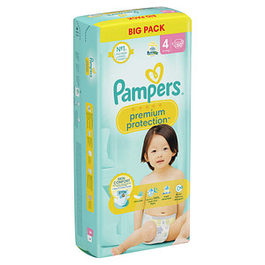 Pampers® Windeln premium protection™ BIG PACK Größe Gr.4 (9-14 kg) für Babys und Kleinkinder (4-18 Monate), 50 St.