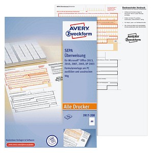 AVERY Zweckform 2817-200 Sepa-Überweisung - A4, ohne Software 4004182028346 AVERY Zweckform 200 Blatt