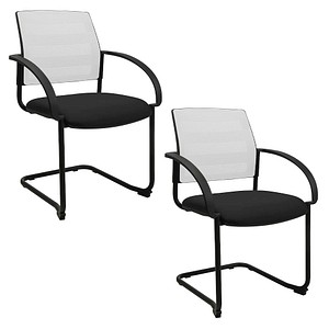 2 Topstar Besucherstühle AIRWORK MEETING 20 BB400BMT0CX2 schwarz, weiß Stoff
