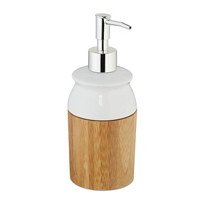relaxdays Seifenspender 10028812_0 braun Bambus, Keramik 225,0 ml