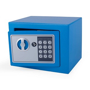 8717448005826 - Tresor Blau 23x17x17cm mit elektronischem Zahlenschloß für Tisch Wandmontage 8717448005826 - Tresor Blau 23x17x17cm mit elektronischem Zahlenschloß für Tisch Wandmontage