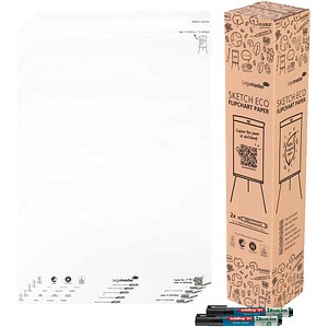 AKTION: Legamaster Flipchart-Papier SKETCH ECO blanko 65,0 x 98,0 cm, 20 Blatt, 5 Blöcke + GRATIS 2x edding 31 EcoLine Flipchartmarker