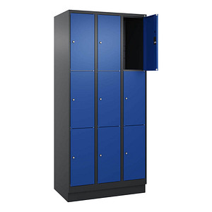 4068427433210 - Schließfachschrank Classic PLUS enzianblau schwarzgrau 080020-303 S10030 9 Schließfächer 900 x 500 x 1950 cm 4068427433210 
