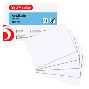 Herlitz Karteikarten DIN A6 blanko weiß 100 Stück