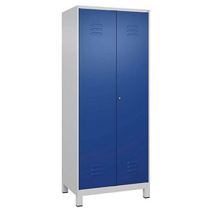4066681618022 - Putzmittelspind Classic PLUS 1 Abteil Trennwand mittig verkürzt lichtgrau enzianblau B 800 mm mit Füßen Zylinderschloss 4066681618022 - Putzmittelspind Classic PLUS 1 Abteil Trennwand mittig verkürzt lichtgrau enzianblau B 800 mm mit Füßen Zylinderschloss