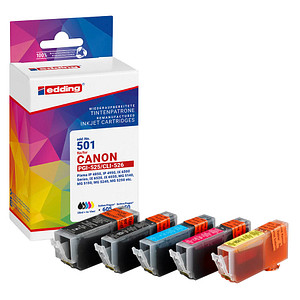 edding EDD-501  2x schwarz, cyan, magenta, gelb Druckerpatronen kompatibel zu Canon PGI-525 BK, CLI-526 BK/C/M/Y, 5er-Set