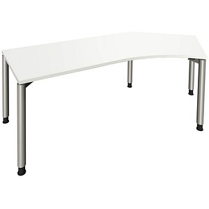 4260267321386 - fm fastline Schreibtisch weiß Bogenform 4-Fuß-Gestell silber 2200 x 800 cm 4260267321386 - fm fastline Schreibtisch weiß Bogenform 4-Fuß-Gestell silber 2200 x 800 cm