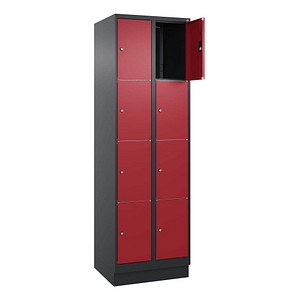 4068427434583 - Schließfachschrank Classic PLUS rubinrot schwarzgrau 080020-204 S10036 8 Schließfächer 600 x 500 x 1850 cm 4068427434583 CP
