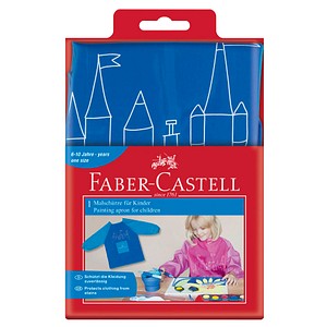 4005402012039 - Faber Castell 201203 - Tablier de peinture enfant taille 110 cm bleu blouse de peinture pour protéger les vêtements (201203)