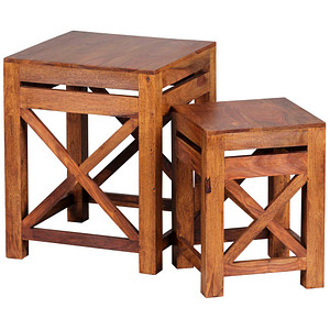 4250950223776 - WOHNLING Beistelltische-Set quadratisch Massivholz sheesham 2 St