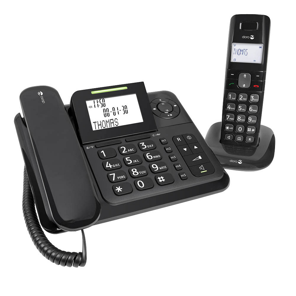 doro Comfort 4005 Schnurgebundenes Telefon-Set mit Anrufbeantworter schwarz