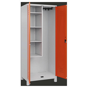 4067521286081 - Putzmittelschrank Classic Plus 080110-02-S10037 lichtgrau reinorange 800 x 500 x 1950 cm aufgebaut 4067521286081 C+P-Möbel 4067521286081 - Putzmittelschrank Classic Plus 080110-02-S10037 lichtgrau reinorange 800 x 500 x 1950 cm aufgebaut 4067521286081 C+P-Möbel